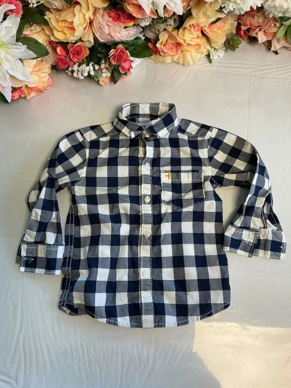 3/$20 Bundle 🌈Carter’s Toddler Boys Navy Gingham Button-Down Shirt 2T